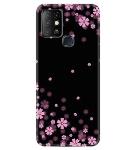 Infınıx Hot 10 Kılıf Resimli Silikon Kılıf Black Flowers 1391