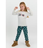 Roly Poly 2604 Let İt Snow Açık Bejmelanj Kız Çocuk Pijama Takımı (Gri)