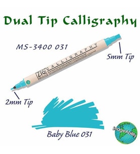 Zig Calligraphy Çift Uçlu Kaligrafi Kalemi 2 mm + 5 mm 031 Baby Blue 