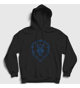 Presmono Unisex Beyaz Alliance Logo World Of Warcraft Oyun Kapüşonlu Sweatshirt 422903tt (Siyah)