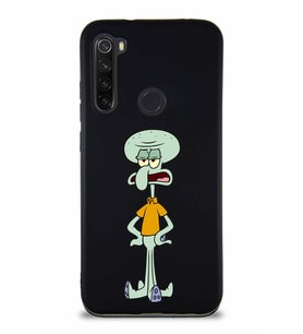 Xiaomi Redmi Note 8 Soft Premier Kapak Squidward Dokunaç Tasarımlı Silikon Kılıf - Siyah (Şeffaf)