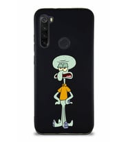 Xiaomi Redmi Note 8 Soft Premier Kapak Squidward Dokunaç Tasarımlı Silikon Kılıf - Siyah (Şeffaf)