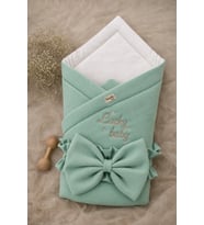 Yeşil %100 Pamuklu Bebek Battaniyesi 85x85 cm Yenidoğan Kundak Hastane Çıkı
