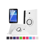 Samsung Galaxy Tab 3 Lite 7.0 T110 Uyumlu Zore Dönebilen Standlı Kılıf (Beyaz)
