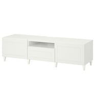 TV Sehpası, Beyaz, 180x42x48 cm, Çıt Çıt Raylı