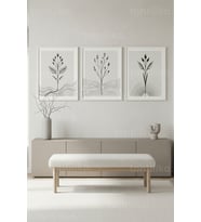 Minimalist Doğal Botanik 3’lü Ahşap Çerçeveli Tablo Seti