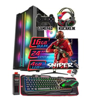 WarboX SNİPER 24" Monitör i5 3350p 16gb Ram 256gb Ssd 250gb Hdd R7 240-4gb E.kartı Gaming Takım PC (Siyah)