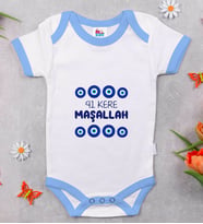 BK Kids Maşallah Tasarımlı Mavi Bebek Body Zıbın-2