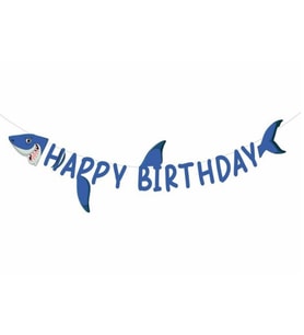 Köpek Balığı Teması 3D Happy Bırthday Harf Afiş