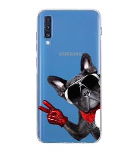 PrintiFy Samsung Galaxy A70S ile Uyumlu Köpek 2 Kamera Korumalı Şeffaf Kılıf