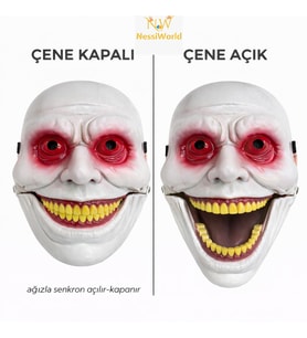 Hareketli Çene Mekanizmalı Korku Maskesi Kırmızı