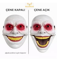 Hareketli Çene Mekanizmalı Korku Maskesi Kırmızı