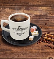 BK Gift Kişiye Özel Siyah Sunum Tabaklı İsimli Türk Kahvesi Fincanı Model 8