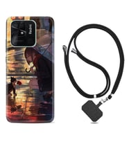 Xiaomi Redmi Note 7 8 9 Pro 10 2022 10 Pro 10S Kılıf Boyun Askılı Silikon Kız ve Kedi 1762