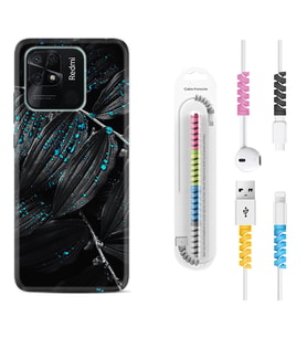 Xiaomi Redmi Note 7 8 9 Pro 10 2022 10 Pro 10S Kılıf Kablo Koruma Spiral Silikon Foid Green 1643