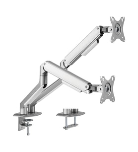 Brateck 17-32 inç Uyumlu İki Kollu Amortisörlü Gümüş Monitör Kolu (LDT63-C024)