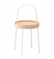 Kulplu Sehpa Beyaz Renk IKEA 38 cm Metal-Taşınabilir Sehpa