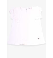 Breeze Kız Çocuk Tişört Fırfırlı Güpürlü 3-8 Yaş, Ekru