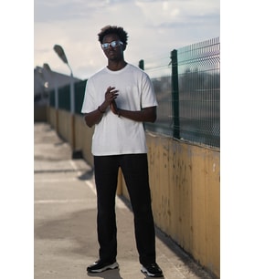 Bisiklet Yaka Havlu Kumaş Yarı Oversize (Hafif Geniş Model) T-shirt (Beyaz)