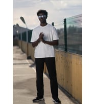 Bisiklet Yaka Havlu Kumaş Yarı Oversize (Hafif Geniş Model) T-shirt (Beyaz)
