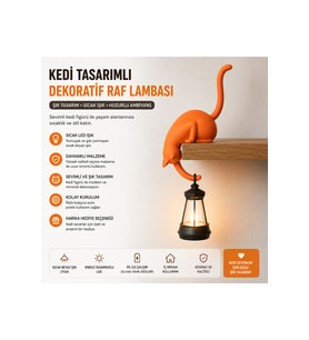 Modern & Şık - Minimalist Kedi Tasarımlı Dekoratif Raf Lambası – Gece Lambası