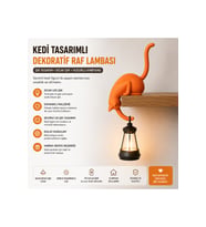 Modern & Şık - Minimalist Kedi Tasarımlı Dekoratif Raf Lambası – Gece Lambası