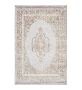 Makine Kaymaz Yıkanabilir Bej Eskitme Salon Halısı Mutfak Halısı Koridor Halısı Yolluk 09706D