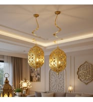 Ramazan Kandil Gold Parlak 2'li 4D Asmalı Dekorasyon Süsü 25 Cm