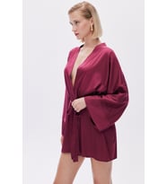 Fumée Vişne Çürüğü Kısa Saten Sabahlık / Kimono