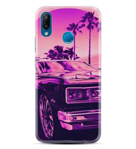 Huawei P20 Lite Mate 10 20 Lite Pro P40 Lite KılıfDesemli Silikon Mor Araba 1711