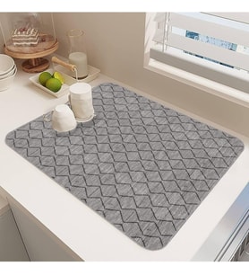 Yıkanabilir Bulasik Kurutma Mati Kurulama Bezi Kurutma Örtüsü Tezgah Üstü Bulaşıklık 40X50 Cm, Gri-1