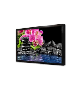 Spa Taşları ve Orkide Çerçeveli Mdf Tablo