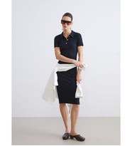 LCW Vision Lacivert Polo Yaka Fitilli Elbise