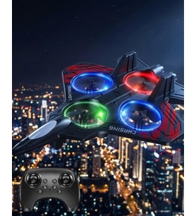 LED Işıklı Uzaktan Kumandalı Drone Fighter Jet Tasarımlı 360 Derece Dönebilen Oyuncak Uçak