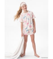LCW Kids Ekru Baskılı Kız Çocuk Şortlu Pijama Takımı