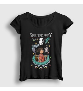 Presmono Kadın Siyah Poster Chihiro Spirited Away T-Shirt 544572tt