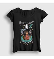 Presmono Kadın Siyah Poster Chihiro Spirited Away T-Shirt 544572tt