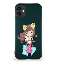 Apple iPhone 11 Soft Premier Kapak Vespagirl Tasarımlı Silikon Kılıf - Yeşil (Şeffaf)