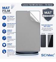 SChitec Lenovo Tab M8 (4rd Gen) Uyumlu Ön Yüzey Mat Hidrojel Ekran Koruyucu