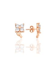 Gümüş rose zirkon taşlı şans çiçeği yonca küpe SGTL12623BEYAZ