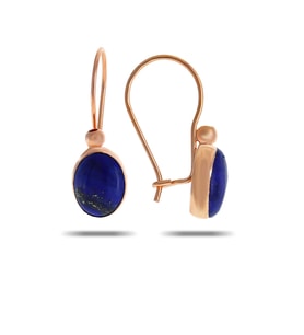 Lapis Lazuli Taşlı Rose Gümüş Küpe 5530 (Lacivert)