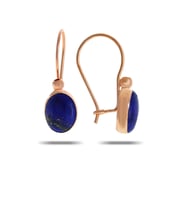 Lapis Lazuli Taşlı Rose Gümüş Küpe 5530 (Lacivert)