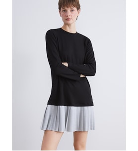 LCW Comfort Siyah Bisiklet Yaka Pileli Mini Elbise