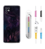 INFINIX Note 11 Pro Note 10 Hot 9 Play Kılıf Kablo Koruma Spiral Silikon Black Purple Wolf 1791