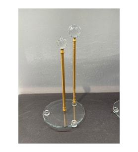 Dekoratif Kristal Cam-Metal İkili Havluluk Gold