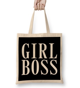 Feminist Girl Boss Slogan Bez Çanta Uzun Saplı