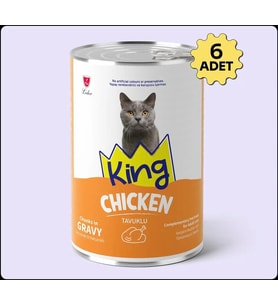 King Sos İçerisinde Et Parçacıklı Tavuklu Kedi Konservesi 400 Gr*6 ADET