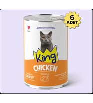 King Sos İçerisinde Et Parçacıklı Tavuklu Kedi Konservesi 400 Gr*6 ADET