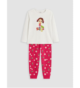 LCW Kids Pembe Niloya Baskılı Kız Çocuk Pijama Takımı