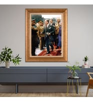 Altın Varaklı Çerçeveli Paspartulu Atatürk Tablo DC1023 (Gold)